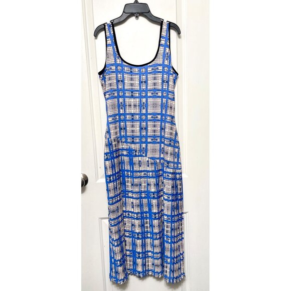 Anthropologie Dhruv Kapoor Plaid Mesh Midi Dress in Blue Size S - Picture 6 of 14